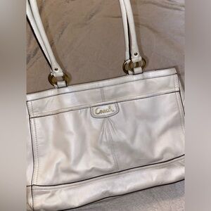 White & Gold Coach Purse